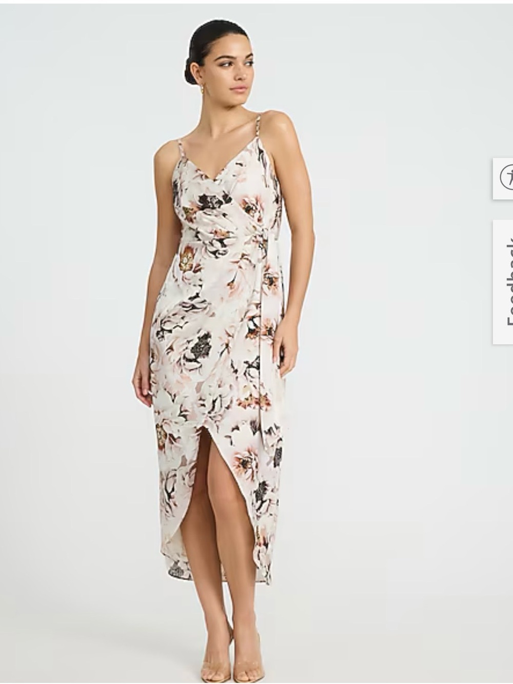 Express Blush Floral High-Low Wrap Midi Dress
